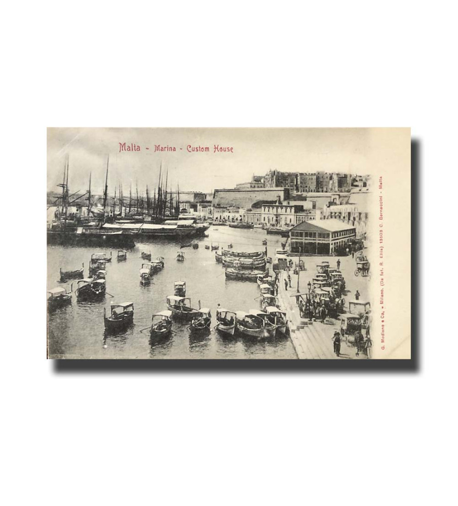 Malta Postcard G. Modiano Marina Custom House 13503 UPU Unused Undivided Back