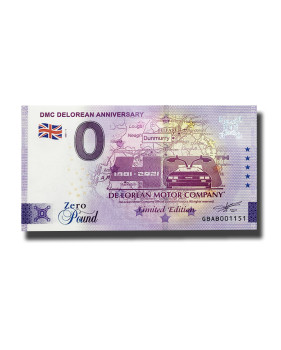 0 Pound Banknote  DMC Delorean Anniversary  United Kingdom GBAB 2021-1