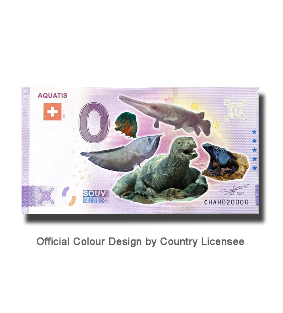 0 Euro Souvenir Banknote Aquatis Colour Switzerland CHAH 2021-1