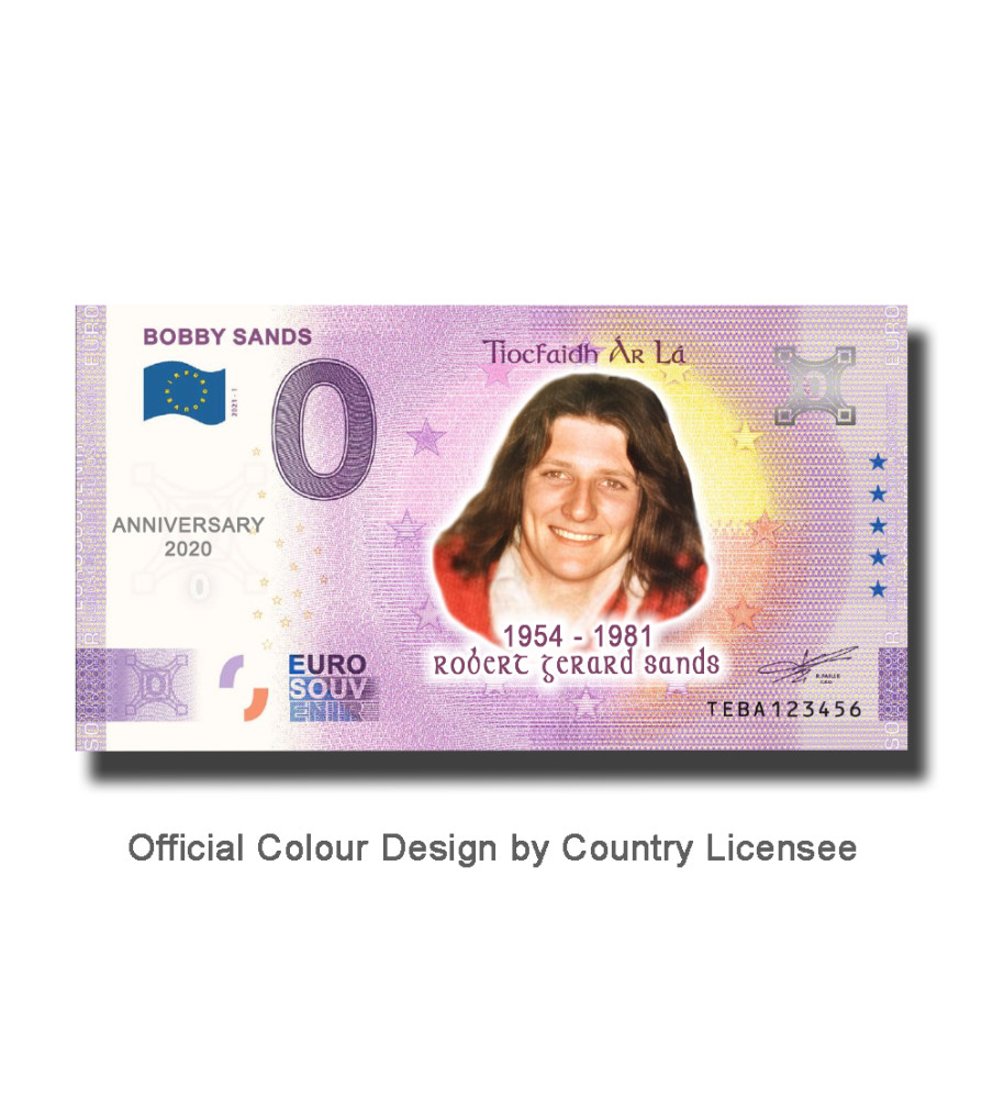 Anniversary 0 Euro Souvenir Banknote Bobby Sands Colour Ireland TEBA 2021-1