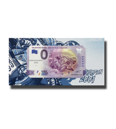 Anniversary 0 Euro Souvenir Banknote Valentino Rossi 2021 World Champion Switzerland VRCH 2021-1 In Official Folder