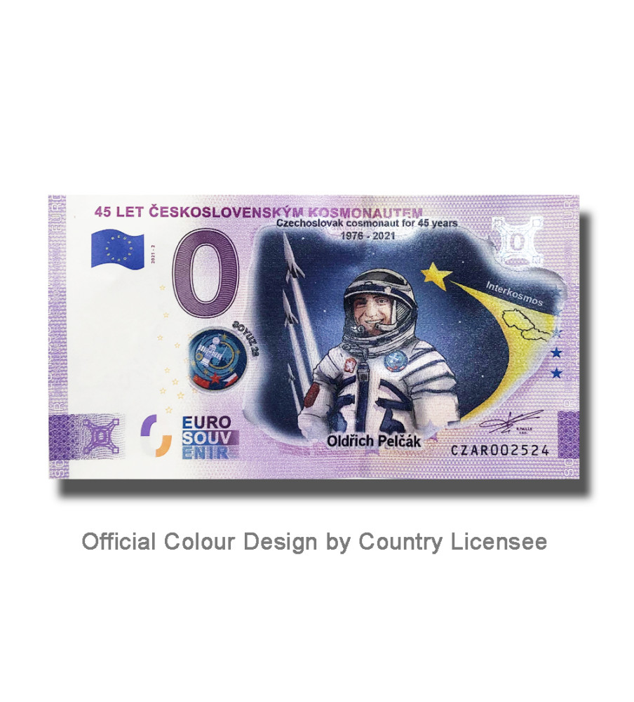 0 Euro Souvenir Banknote 45 Let Ceskoslovenskym Kosmonauten Oldrich Pelcak Colour Czech Republic CZAR 2021-2