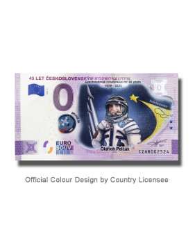 0 Euro Souvenir Banknote 45 Let Ceskoslovenskym Kosmonauten Oldrich Pelcak Colour Czech Republic CZAR 2021-2