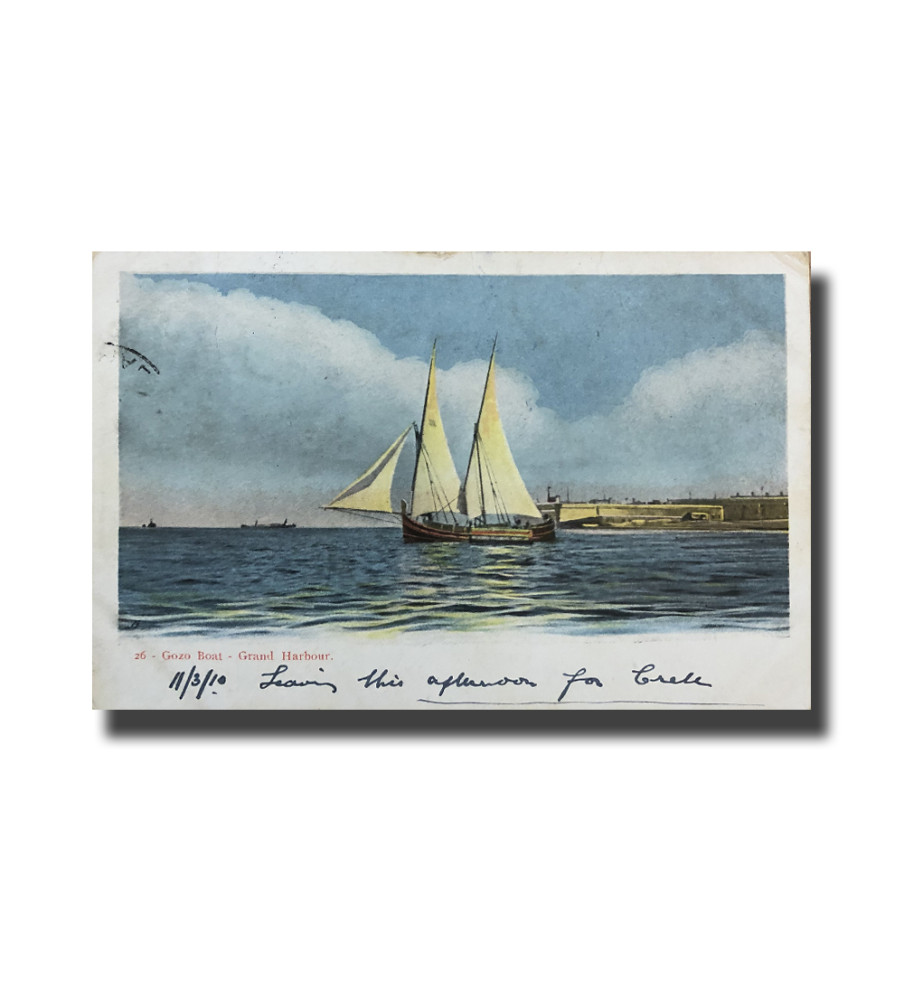 Malta Postcard Vincenzo Galea Gozo Boat Used With Stamp Undivided Back