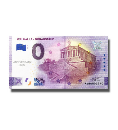 Anniversary 0 Euro Souvenir Banknote Walhalla Donaustauf Germany XEBU 2021-3