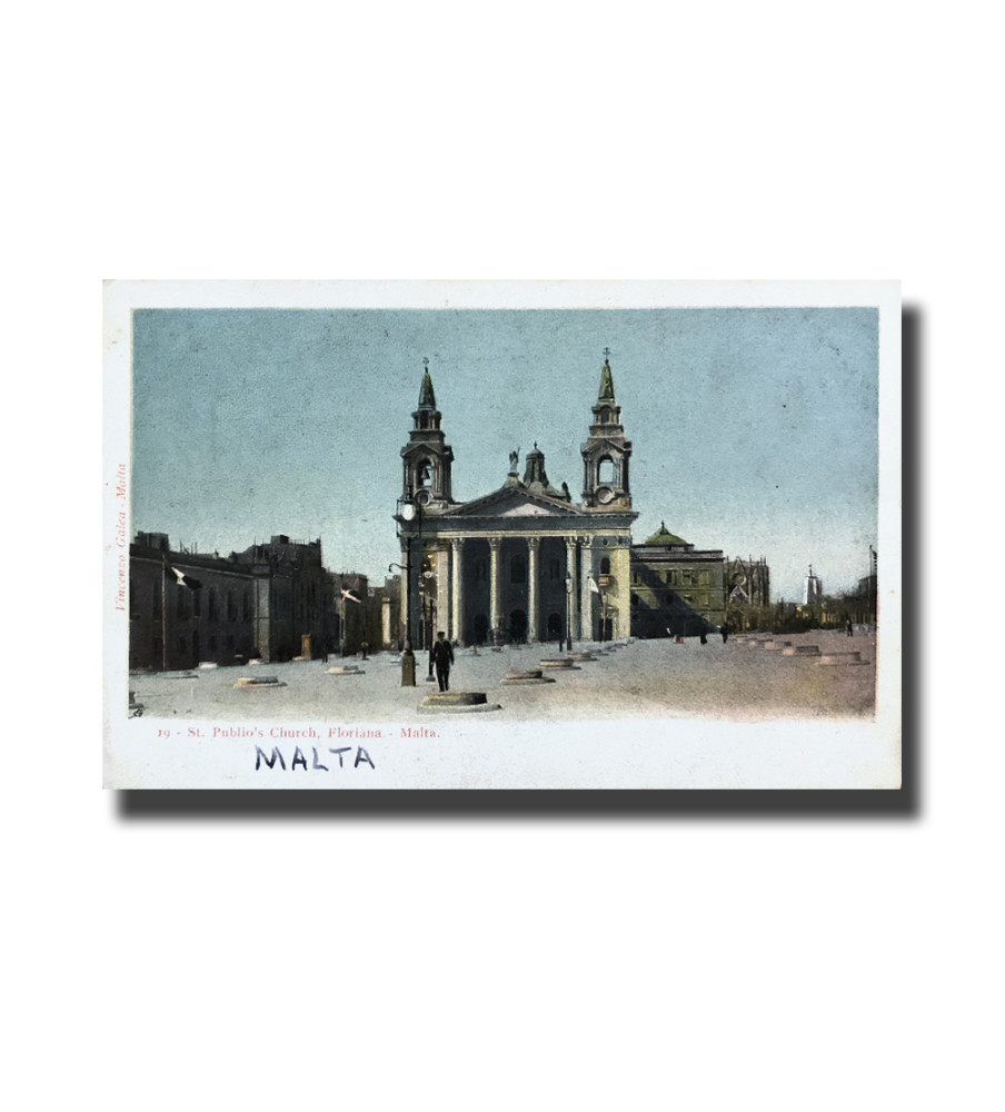 Malta Postcard Vincenzo Galea St Publio Church Unused Undivided Back Signed