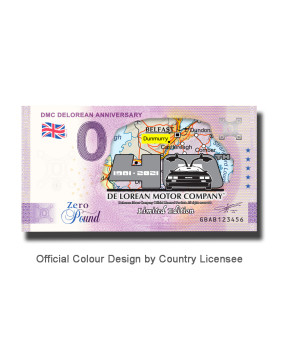 0 Pound Banknote DMC Delorean Anniversary Colour United Kingdom GBAB 2021-1