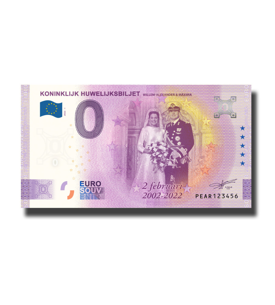0 Euro Souvenir Banknote Koninklijk Huwelijksbiljet Netherlands PEAR 2022-1