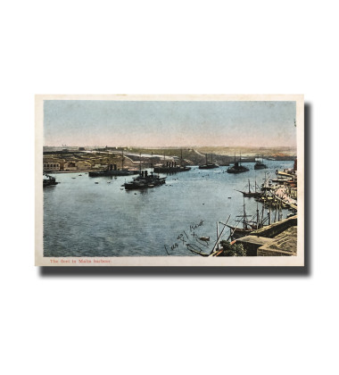 Malta Postcard Vincenzo Galea The Fleet in Harbour Unused Undivided Back