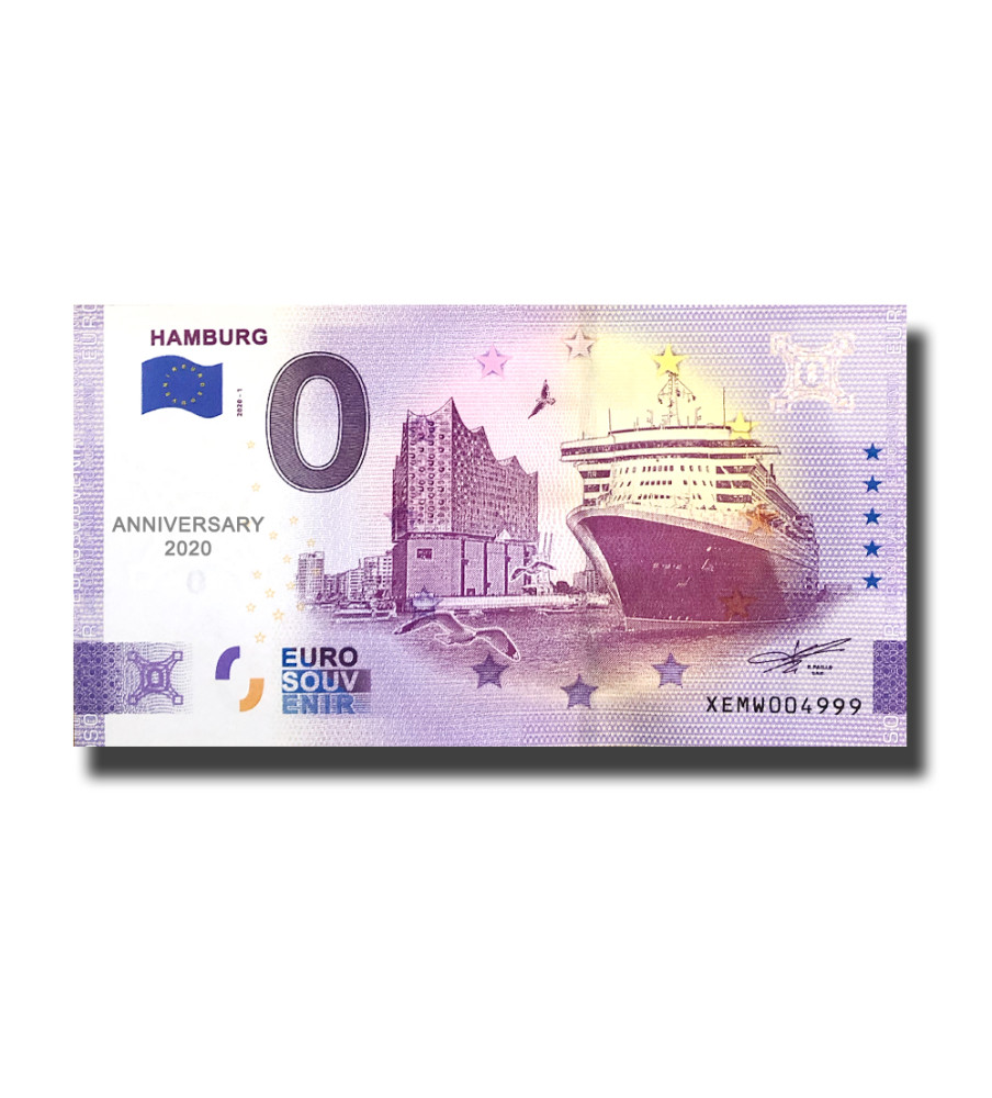 0 Euro Schein Hamburg XEMW 2020-1 Souvenir Null € Banknote 