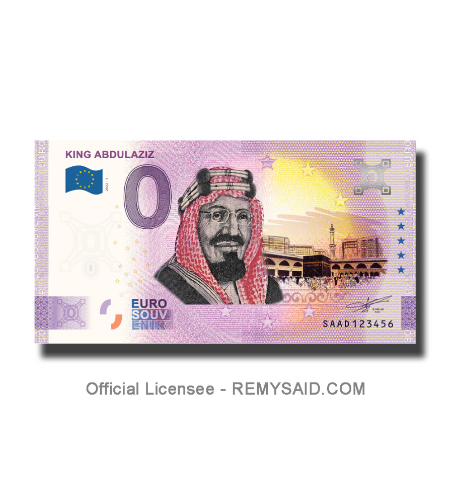 0 Euro Souvenir Banknote King Abdulaziz Colour Saudi Arabia SAAD 2022-1
