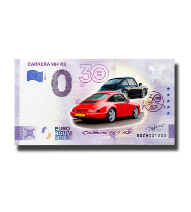 0 Euro Souvenir Banknote Carrera 964 RS Switzerand RSCH 2021-1
