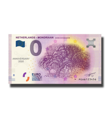 Anniversary Euro Souvenir Banknote Mondriaan Avond De Rode Boom Netherlands PEAQ 2020-2