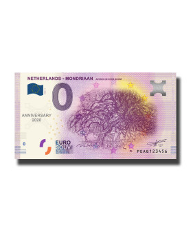 Anniversary Euro Souvenir Banknote Mondriaan Avond De Rode Boom Netherlands PEAQ 2020-2