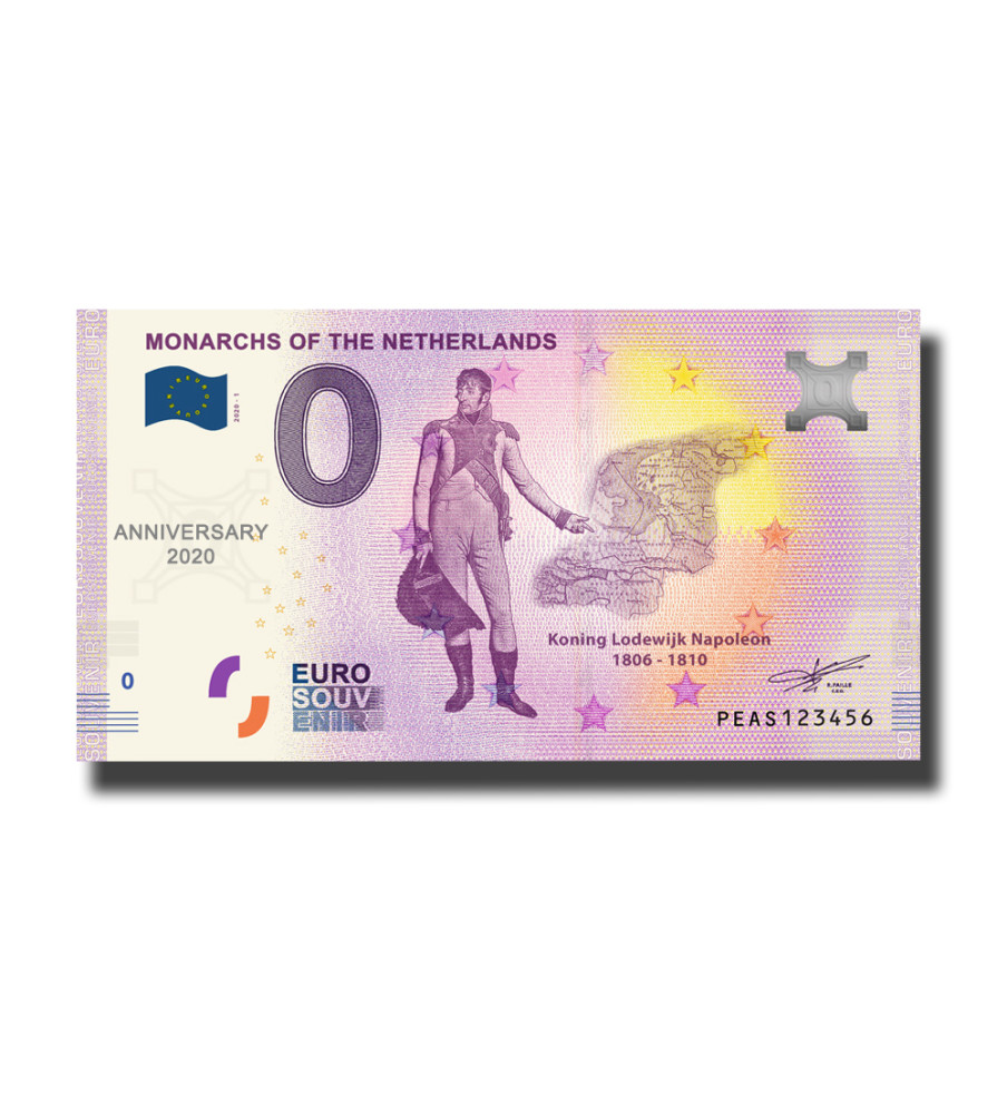 Anniversary 0 Euro Souvenir Banknote Monarchs of The Netherlands PEAS 2020-1