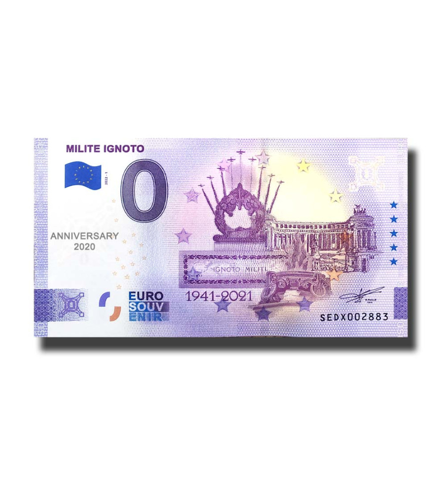 Anniversary 0 Euro Souvenir Banknote Milite Ignoto Italy SEDX 2022-1