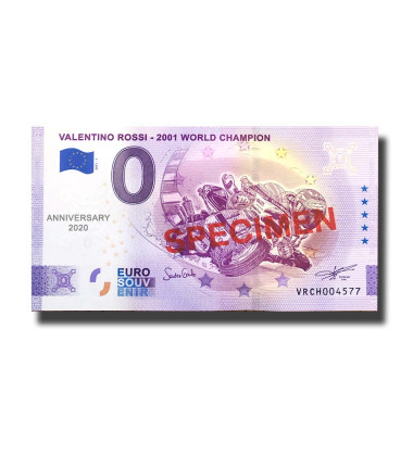 Anniversary 0 Euro Souvenir Banknote Valentino Rossi 2021 World Champion SPECIMEN Switzerland VRCH 2021-1