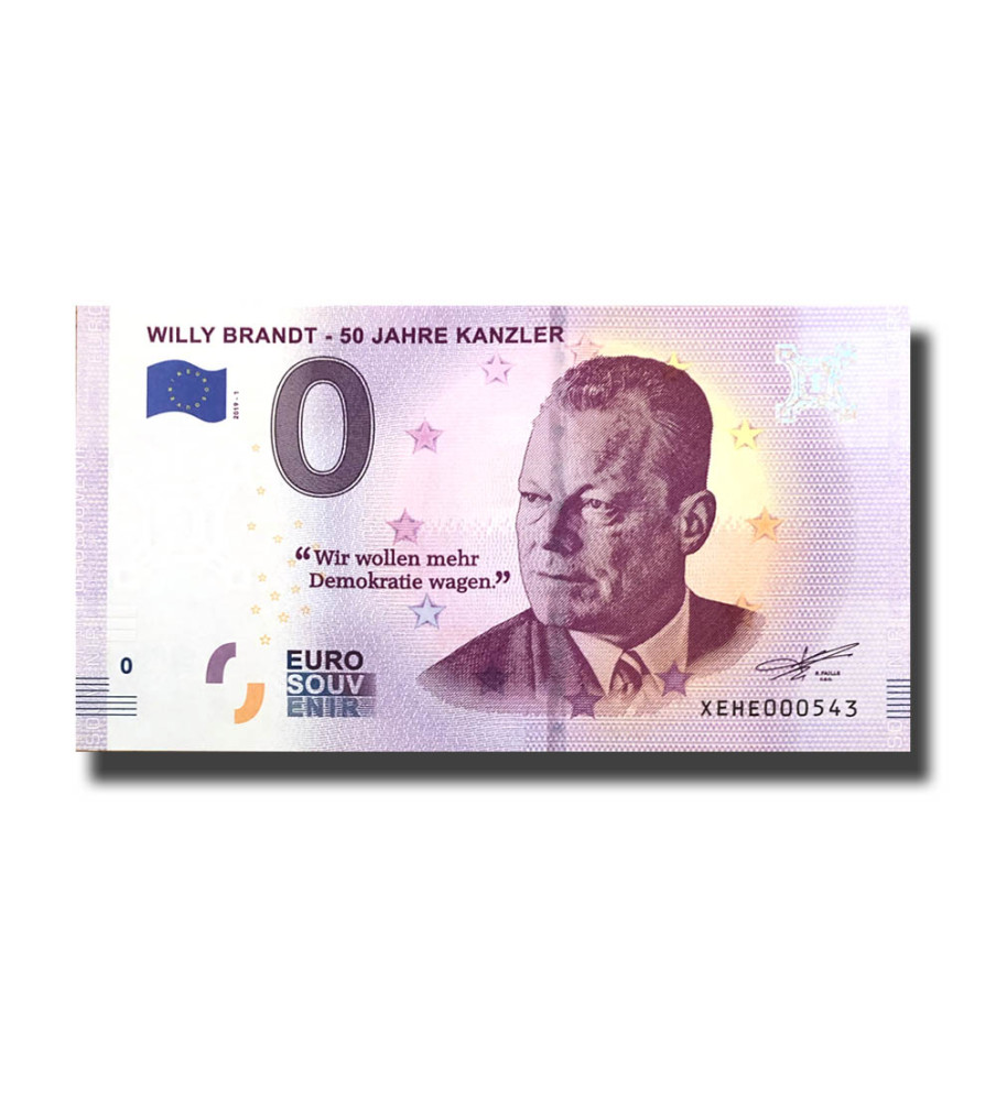 0 Euro Souvenir Banknote Willy Brandt 50 Jahre Kanzer Germany XEHE 2019-1