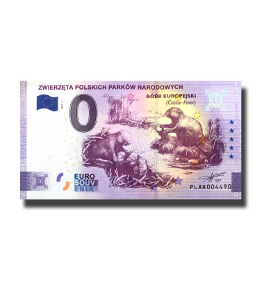 0 Euro Souvenir Banknote Zwierzeta Polskich Parkow Narodowych Poland PLAR 2021-1