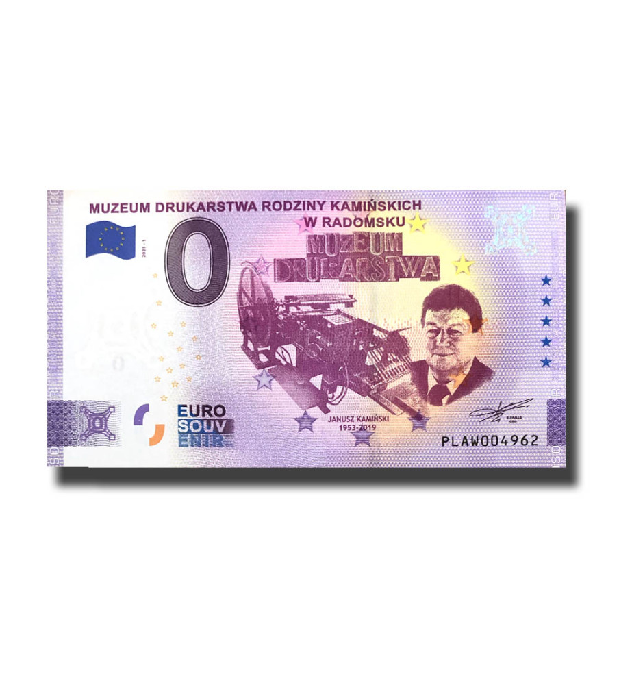 Anniversary 0 Euro Souvenir Banknote Muzeum Drukarstva Poland PLAW 2021-1