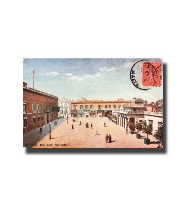 Malta Postcard Tucks Palace Square Used With Stamp Divided Back