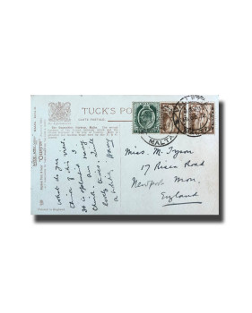 Malta Postcard Tucks Quarantine Harbour Used With Stamp Divided Back