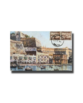 Malta Postcard Tucks Custom House Used With Stamp Divided Back
