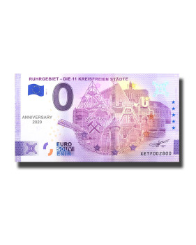 Anniversary 0 Euro Souvenir Banknote Ruhgebiet-Die 11 Kreisfrein Stadte Germany XETF 2021-1