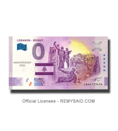 Anniversary 0 Euro Souvenir Banknote Lebanon Beirut Lebanon LBAA 2022-1