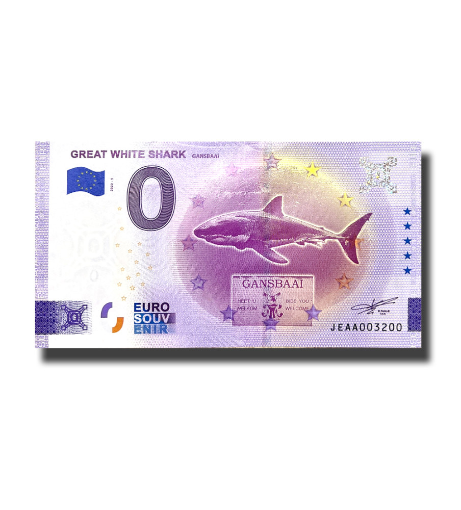 0 Euro Souvenir Banknote Great White Shark South Africa JEAA 2022-1