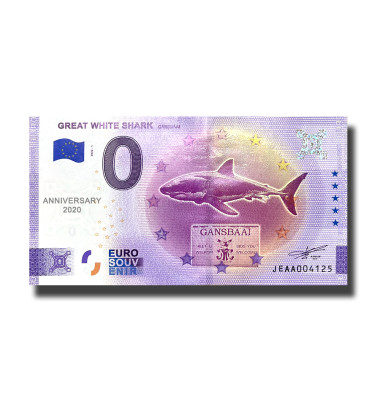 Anniversary 0 Euro Souvenir Banknote Great White Shark South Africa JEAA 2022-1