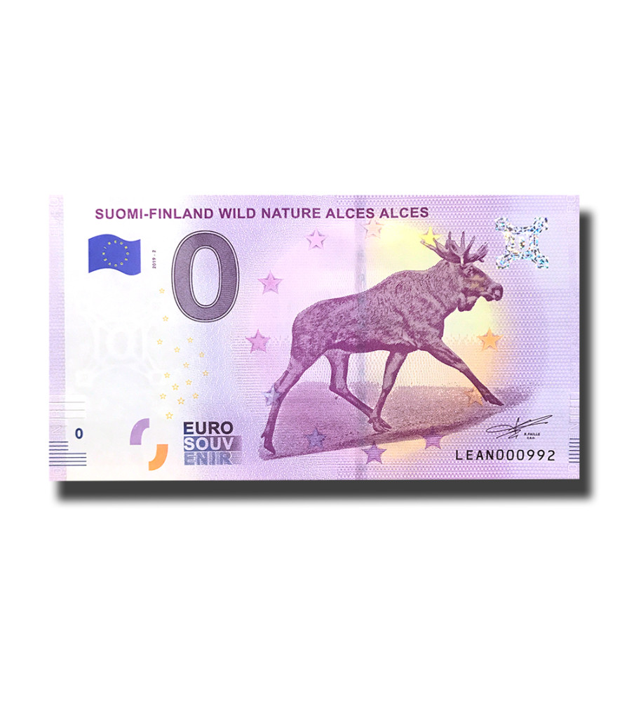 2019 Billet Euro Souvenir FINLANDE Wild nature alces alces Elan 