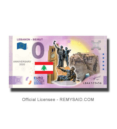 Anniversary 0 Euro Souvenir Banknote Lebanon Beirut Colour Lebanon LBAA 2022-1
