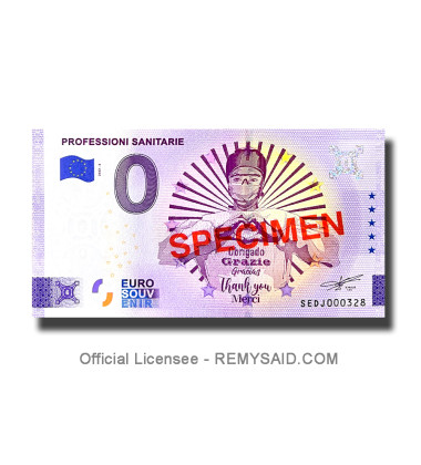 0 Euro Souvenir Banknote Professioni Sanitarie SPECIMEN Italy SEDJ 2022-2