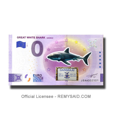 0 Euro Souvenir Banknote Great White Shark Colour South Africa JEAA 2022-1