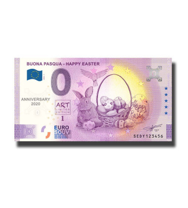Anniversary 0 Euro Souvenir Banknote Buona Pasqua Happy Easter Italy SEDY 2022-1