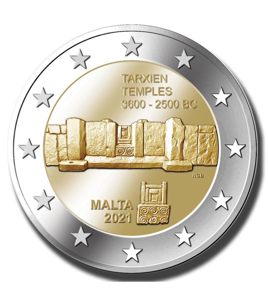 2021 Malta Tarxien Temples 2 Euro Coin