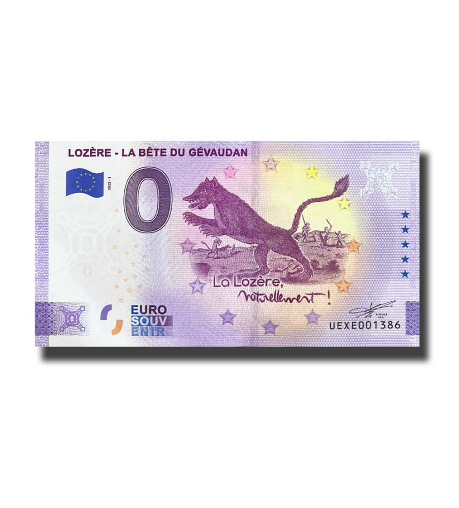 0 Euro Souvenir Banknote Lozere La Bete Du Gevaudan France UEXE 2022-1