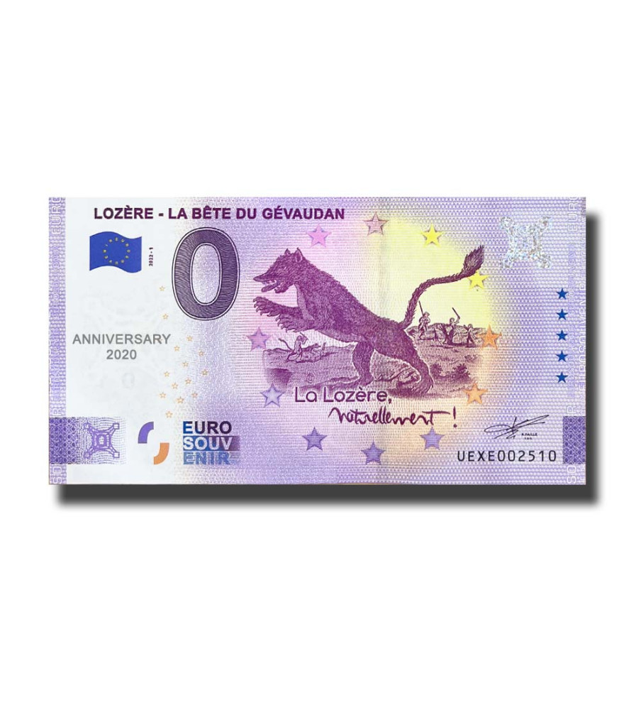 Anniversary 0 Euro Souvenir Banknote Lozere La Bete Du Gevaudan France UEXE 2022-1