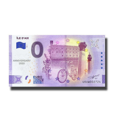 Anniversary 0 Euro Souvenir Banknote Ile D'Aix France UEUW 2022-1