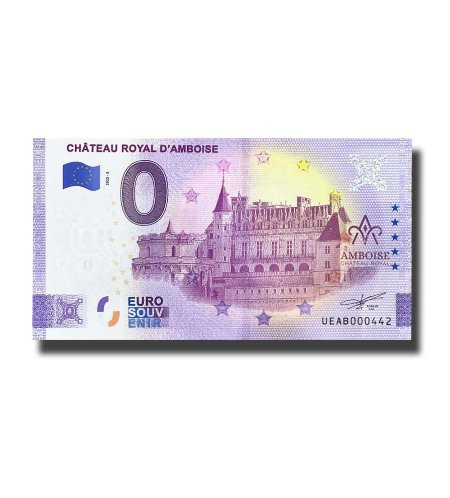 0 Euro Souvenir Banknote Chateau Royal D'Ambroise France UEAB 2022-3
