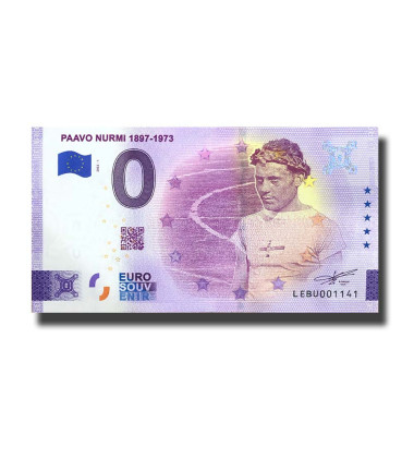 0 Euro Souvenir Banknote Paavo Nurmi 1897-1973 Finland LEBU 2022-1