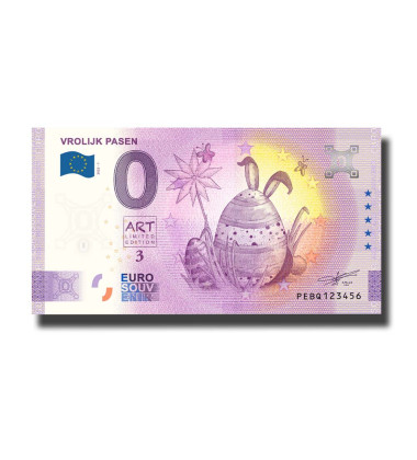 0 Euro Souvenir Banknote Vrolijk Pasen Netherlands PEBQ 2022-1