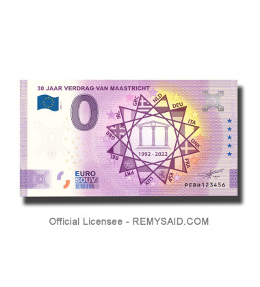 0 Euro Souvenir Banknote 30 Jaar Verdrag Van Masstricht Netherlands PEBH 2022-1