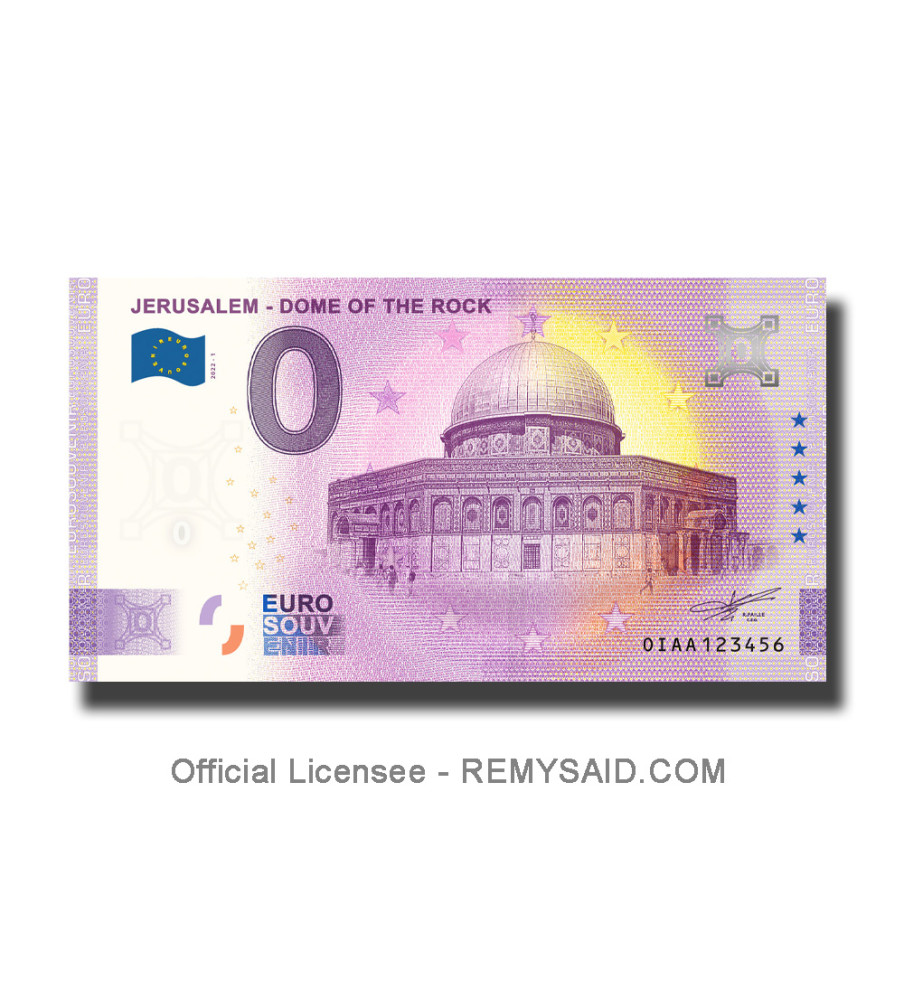0 Euro Souvenir Banknote Jerusalem Dome of the Rock Palestine OIAA 2022-1