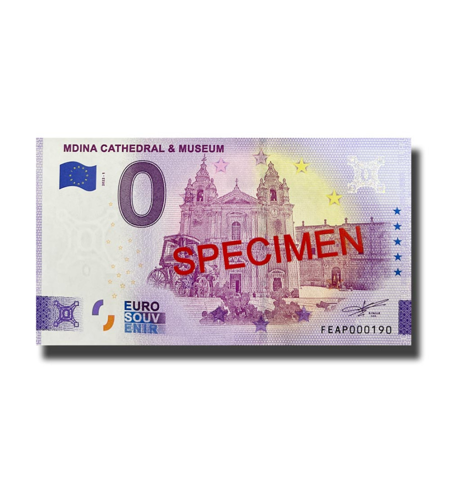 0 Euro Souvenir Banknote Mdina Cathedral & Museum SPECIMEN Malta FEAP 2022-1