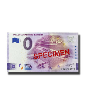 0 Euro Souvenir Banknote Valletta Saluting Battery SPECIMEN Malta FEAQ 2022-1