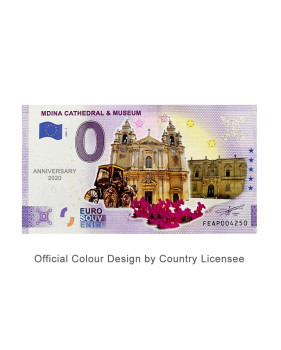 Anniversary 0 Euro Souvenir Banknote Mdina Cathedral & Museum Colour Malta FEAP 2022-1