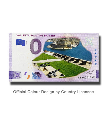 0 Euro Souvenir Banknote Valletta Saluting Battery Colour Malta FEAQ 2022-1