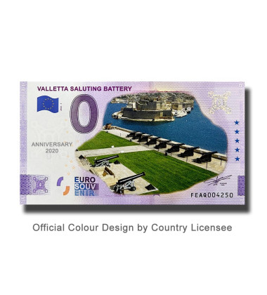 Anniversary 0 Euro Souvenir Banknotes Valletta Saluting Battery Malta Colour FEAQ 2022-1